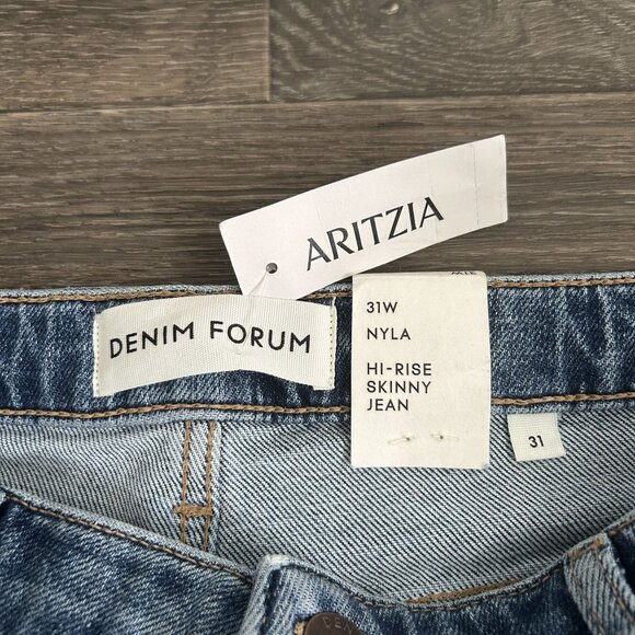 NWT Aritzia Size 31 Nyla Hi-Rise Skinny Jeans Medium Blue Denim Forum High Waist - Picture 5 of 12